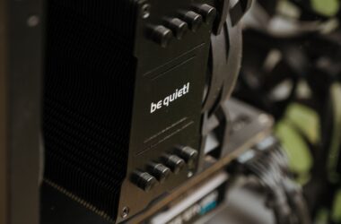 air cooler and EVGA GPU inside a dark case interior