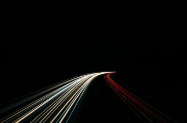 Light trails vanishing into darkness, long exposure