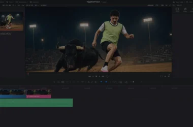 DaVinci Resolve edit page with the Higgsfield plugin panel open beside the timeline
